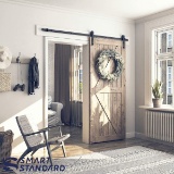 SmartStandard 6.6 Foot One-Piece Track Sliding Barn Door Hardware Kit -Smoothly