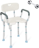 OasisSpace Heavy Duty Shower Chair with Back and Arms 300lb, Bathtub Chair with Handles