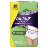 Always Discreet, Incontinence Underwear for Women, Maximum, Small / Medium, 32 Count $17.98 MSRP