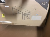 Joiscope Computer Desk with Shelves,Laptop Table with Grid Drawer,55 inches