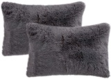 Liferevo 2 Pack Shaggy Plush Faux Fur Decorative Throw Pillow Cover Velvety Soft $22.99 MSRP