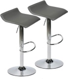 360 Degree Swivel Bar Stools Height Adjustable Mordern Leather Pub Chair Set of 2 (Grey)