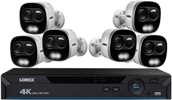 Lorex 4K Ultra HD Security System, HD Active Deterrence Wired Security Cameras
