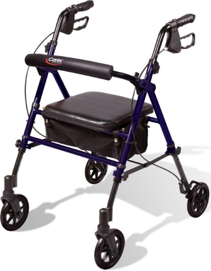 Carex Steel Rollator Walker with Seat and Wheels - Rolling Walker for Seniors-Walker Supports 350lbs