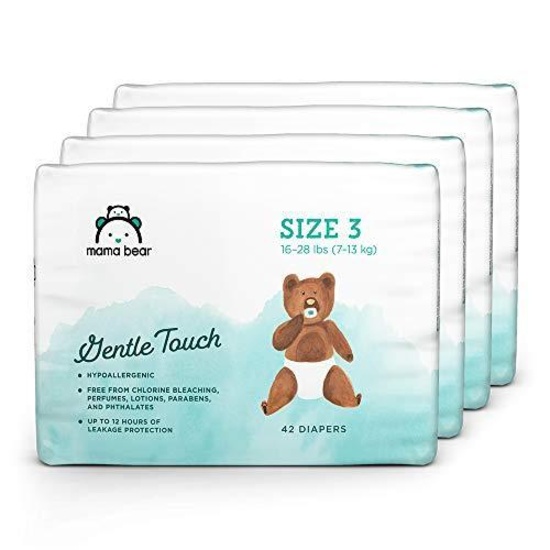 Amazon Brand ? Mama Bear Gentle Touch Diapers, Hypoallergenic, Size 3, 168 Count $31.99 MSRP