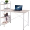 HOME BI Study Desk, Home Office Computer Desk with Shelf, Wood Work-Station PC Laptop Table White