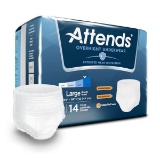Attends Overnight Underwear Adult Diapers and Pull-Ups, Large 14 Count Pack of 4