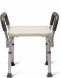 Medline Bath Bench Shower Seat with Padded Armrests, Great for Bathtubs, Supports up to 350 lbs