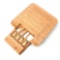 Tosnail Square Bamboo Cheese Board With Slide Out Tray and 4 Piece Knife Set