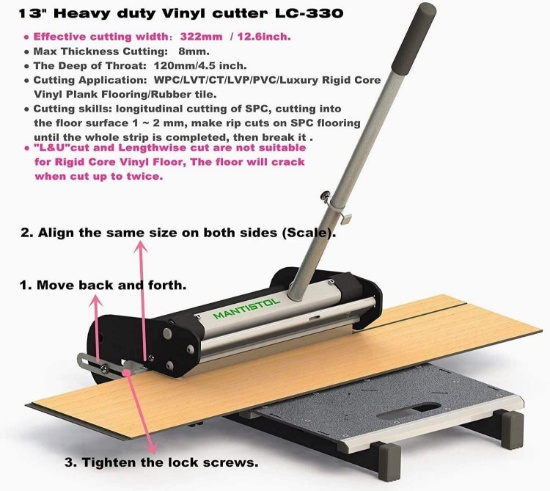 MantisTol 13" Heavy Duty Vinyl Floor Cutter LC-330,For WPC,LVT,VCT and Vinyl Plank $187.77 MSRP