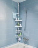 ADOVEL 4 Layer Corner Shower Caddy, Adjustable Shower Shelf, Constant Tension Stainless Steel Pole