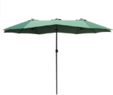Le Papillon 15 ft Market Outdoor Umbrella Double-Sided Aluminum Table Patio Umbrella w/Crank, Green