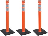 Cortina EZ Grab Delineator Post with Hip Collars and Base, Orange, 3 Pack