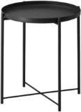 Furnius Folding Tray Metal Side Table, Sofa Table Small Round End Tables, Anti-Rust and Waterproof