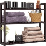 Homfa Bamboo Bathroom Shelf 3-Tier Multifunctional Adjustable Layer Rack Wall Mounted