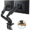 Dual Monitor Stand - Adjustable Gas Spring Monitor Desk Mount Swivel VESA Bracket with C Clamp