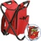 Outrav Red Backpack Cooler And Stool - Collapsible Folding Camping Chair And Insulated Cooler Bag