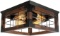 JHLBYL Farmhouse Wood Flush Mount Ceiling Light,Black Metal, Square Wire Cage $129.99 MSRP
