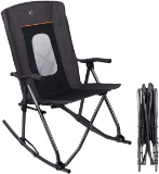 PORTAL Oversized Quad Folding Camping Rocking Chair High Back Hard Armrest, Black - $84.99 MSRP