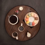 Thirteen Chefs Faux Wine Barrel Top Serving Tray, Farmhouse 20 Inch Round Wood Platter $43.95 MSRP