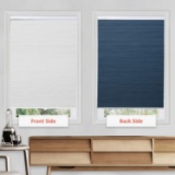 HOMEDEMO Easy Lift Trim-at-Home Cordless Single Cell Pleated Shades White Blue (Blackout)