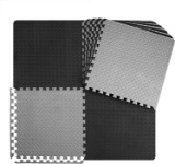 Innhom Interlocking Tiles Gym Mat Exercise Mats Puzzle Foam Mats, Black/Grey
