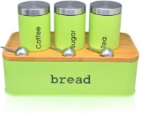 Fortune Candy Bread Box and Canister Set, Stainless Steel