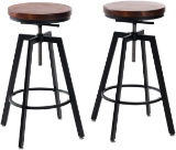 Joelgium Adjustable Height Swivel Bar Stools Set of 2 ? Solid Wood Seat ? Metal Base - $112.74 MSRP