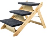 MEWANG Wood Pet Stairs/Pet Steps - Foldable 3 Levels Dog Stairs and Ramp $79.99 MSRP