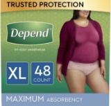 Depend FIT-FLEX Incontinence Underwear for Women, Disposable 48 Count (2 Packs of 24) $34.97 MSRP