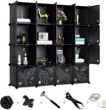 Greenstell 16 Cubes Storage Organizer with Doors,DIY Plastic Stackable Shelves