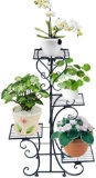 Classic Tall Plant Stand Art Metal Flower Holder Pot Stand Holder 4 Tier Garden Decoration Display