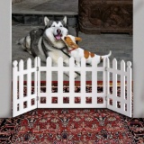 Pet Store Wood Picket Fence Pet Gate, Adjust to Over 3 1/2 ft Wide (White)