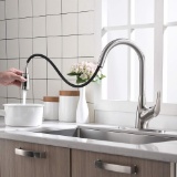 VCCUCINE Modern Stainless Steel Brushed Nickel Single Handle Dual Function Pull Down Sprayer Faucet