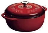 Lodge Enameled Cast Iron Dutch Oven With Stainless Steel Knob and Loop Handles