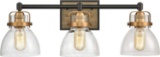 WILDSOUL 40063BK Farmhouse 3-Light Bathroom Vanity Light Fixtures, Rustic Wood $139.99 MSRP