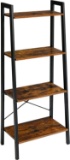 IBUYKE Industrial Ladder Shelf, Bookshelf, 4-Tier Storage Rack, Stand Shelf, with Metal Frame