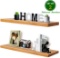 Wall Shelf Set of 2,Natural Bamboo 24 Inch Floating Shelves,Wall Mount Decorative Wood Shelf