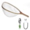 SF Fly Fishing Landing Soft Silicone Rubber Mesh Trout Catch and Release Net with Green Magnetic Net