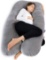Meiz U Shaped Pregnancy Body Pillow with Zipper Removable Cover (Gray- Velvet)