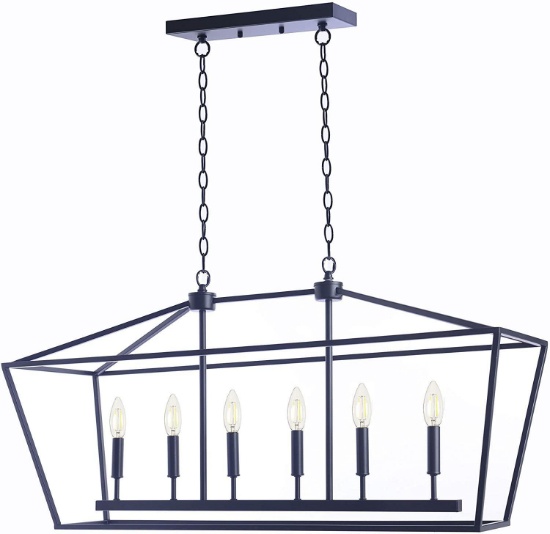 Homenovo Lighting Marden 6-Light Island Chandelier, Matte Black $252.00 MSRP