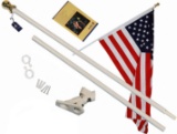 A-One Deluxe Aluminum American US Flag Pole with Free Bracket and Golden Ball, White $35.99 MSRP