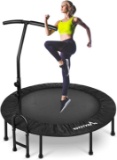 Movtotop Foldable Mini Trampoline Rebounder with Adjustable Handrail and Safety Pad, 40