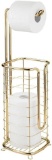 mDesign Free Standing Toilet Paper Holder Stand and Dispenser, with Storage (Soft Brass) $29.99 MSRP