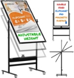 KAMELLEO Mobile Whiteboard - 48x24 Large Adjustable Height 360... Reversible Double Sided Board