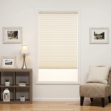 DEZ Furnishings QDER590640 Cordless Light Filtering Pleated Shade, 59W x 64L Inches, Ecru