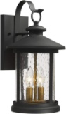 Zeyu 2-Light Outdoor Wall Light Fixtures in Black and Gold Finish w/ Seeded Glass Shade $69.25 MSRP