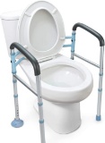 OasisSpace Stand Alone Toilet Safety Rail - Heavy Duty Medical Toilet Safety Frame for Elderly