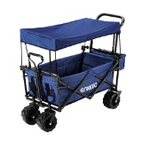 ENKEEO Foldable Utility Wagon Collapsible Sports Outdoor Cart with Removable Canopy, Large Capacity