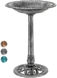 VivoHome 28 Inch Height Polyresin Lightweight Antique Outdoor Garden Bird Bath Gray $33.99 MSRP